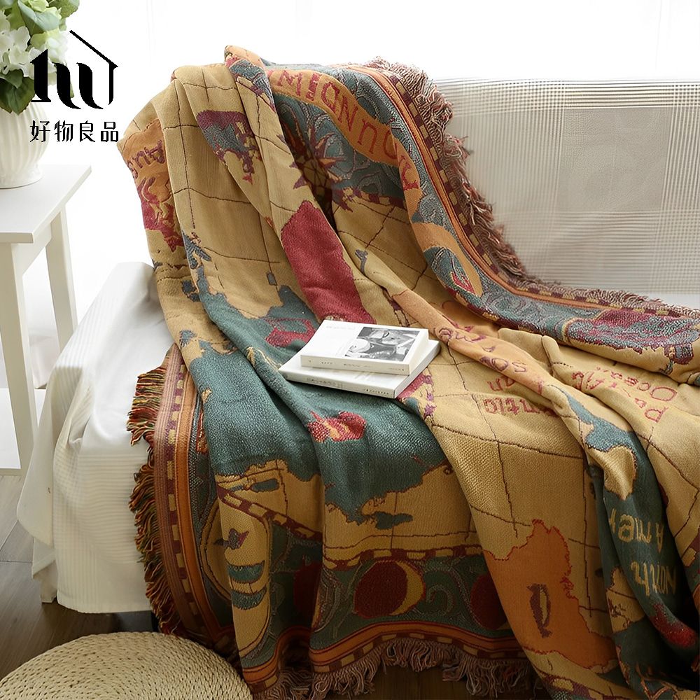 好物良品 130x180旅行居家兩用棉麻針織毯沙發毯汽車蓋毯