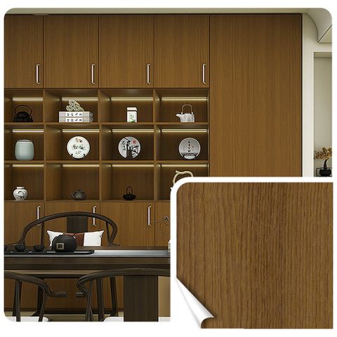 【Echain Tech】客製化 木紋加厚款壁貼 21款 寬幅30cm-金絲柚木 6013-1