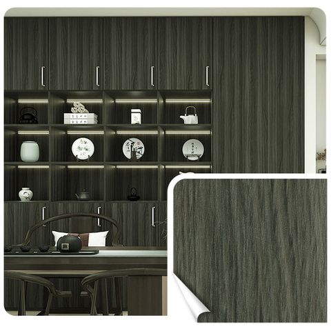 【Echain Tech】客製化 木紋加厚款壁貼 21款 寬幅30cm-黑檀烏木 6014