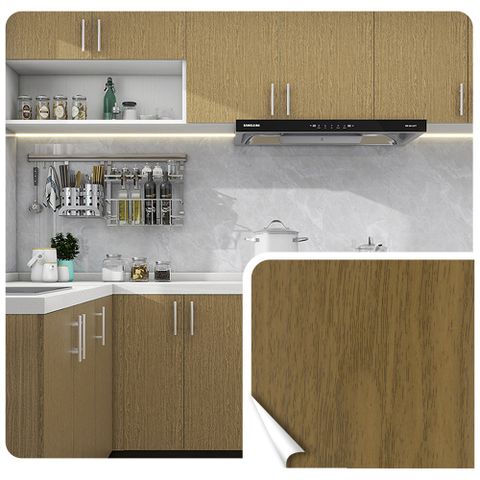 【Echain Tech】客製化 木紋加厚款壁貼 21款 寬幅45cm-棕岩木紋 6017