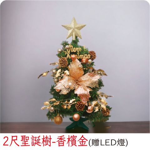 【裝飾燈大師】2尺聖誕樹-香檳金(已組裝)-贈送LED燈