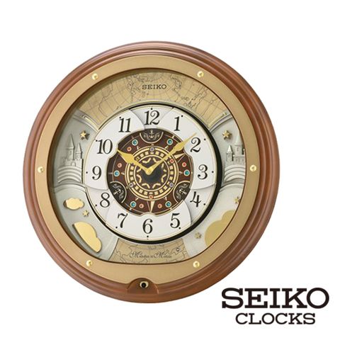 【SEIKO 精工】航行世界Hi-Fi音樂掛鐘(18首音樂)(QXM381B)(SK048)