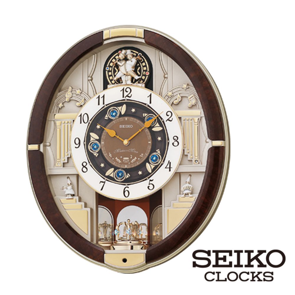 SEIKO 精工 雙人舞者Hi-Fi音樂掛鐘(12首音樂/西敏寺鐘聲)(QXM289B/QXM290S)