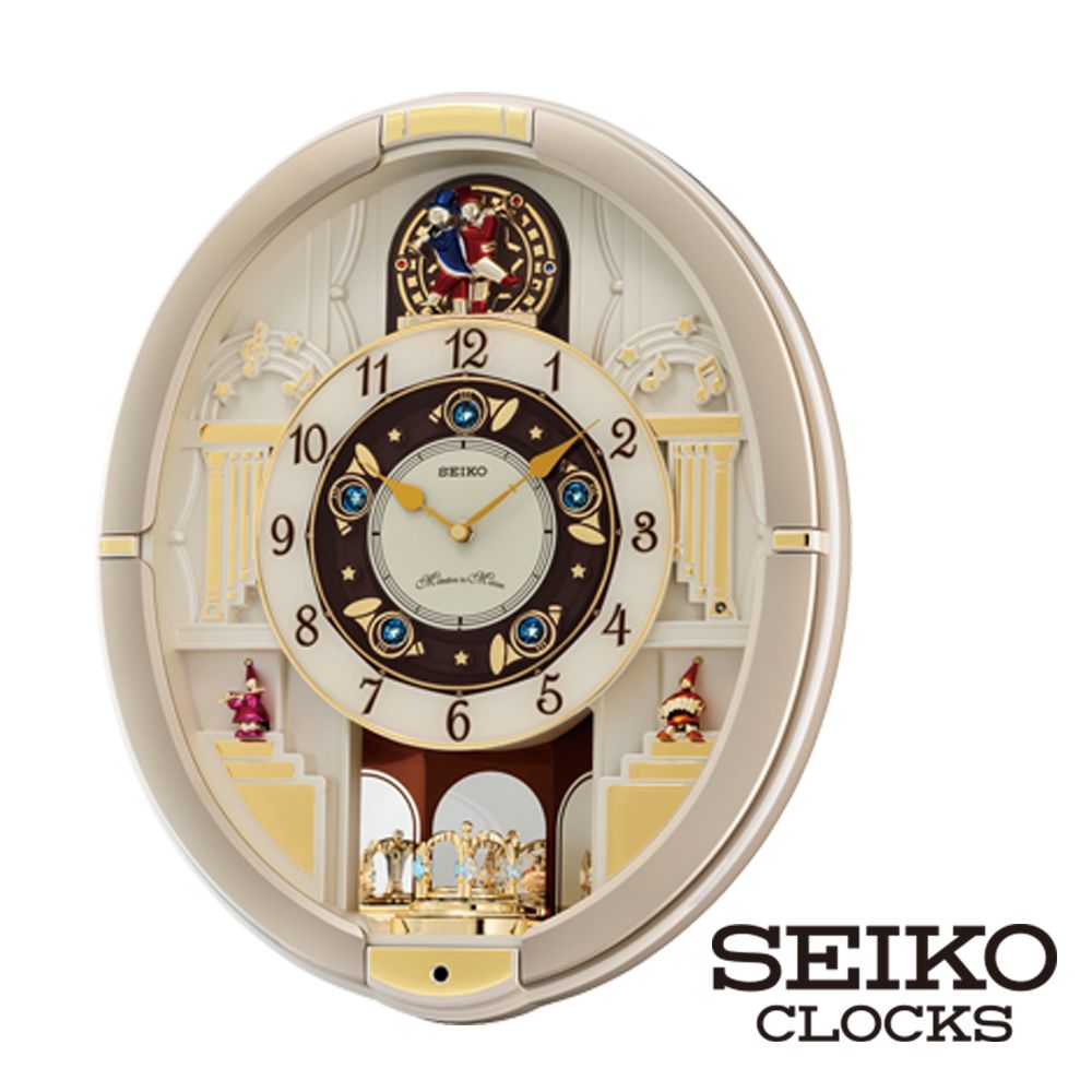 SEIKO 精工 雙人舞者Hi-Fi音樂掛鐘(12首音樂/西敏寺鐘聲)(QXM289B/QXM290S)