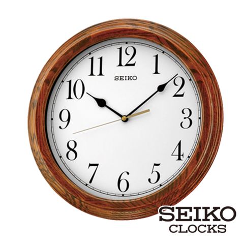 【SEIKO 精工】33cm靜音木質掛鐘時鐘(QXA528B)(SK048)