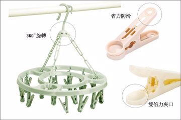 KEYTOSS 詰朵斯   / 空間對策-Easy掛 旋轉曬衣架 (丸型18夾) 1入組 (34*3cm)