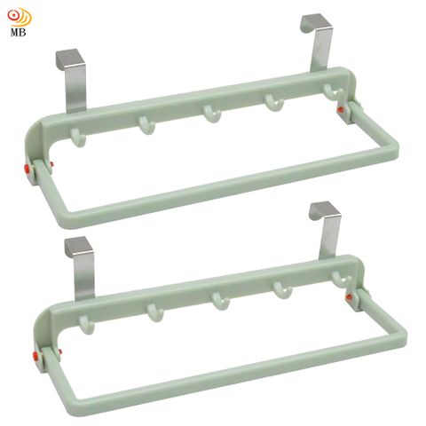 月陽 超值2入免打孔廚櫃門板門後置物架自回彈抹布架掛勾(BA262)
