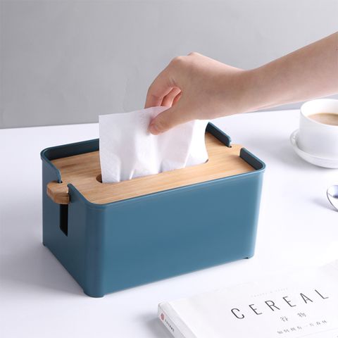 E.City_升降式木蓋紙巾收納盒