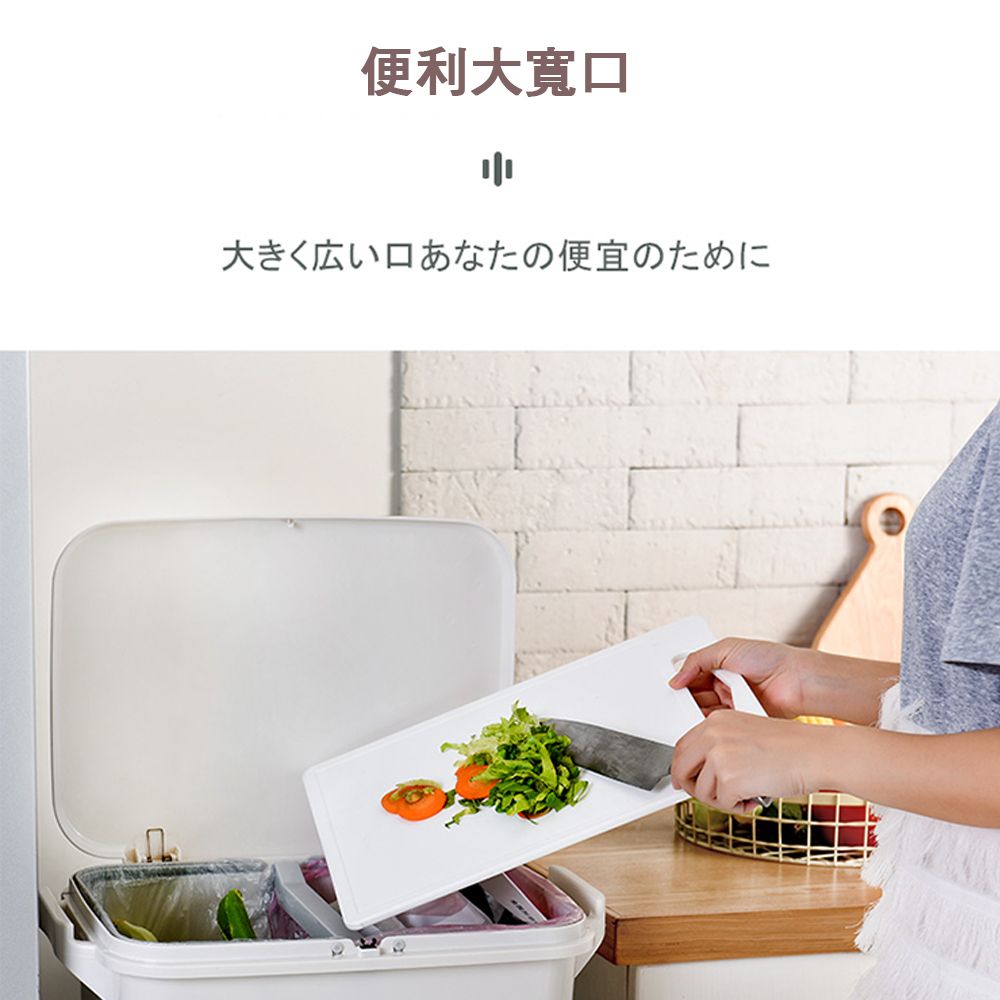 isona 48L 三層雙蓋垃圾桶 腳踏式按壓 分類垃圾桶 (垃圾桶)