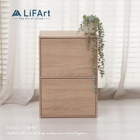 【LiFArt】日系簡約雙層附門收納櫃(MIT)