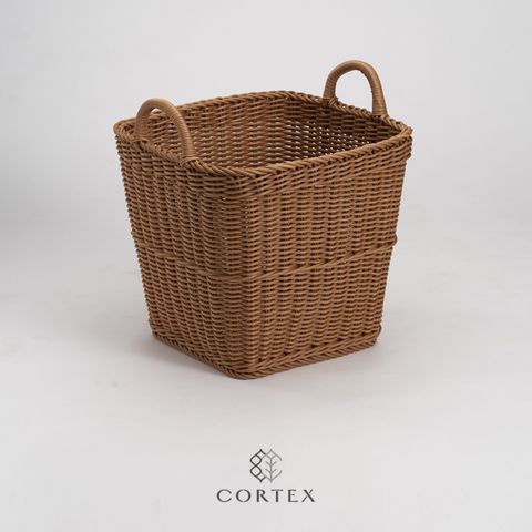 CORTEX 編織籃 洗衣籃 方型W38 卡其色