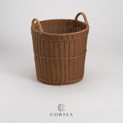 CORTEX 編織籃 洗衣籃 圓型W38 卡其色