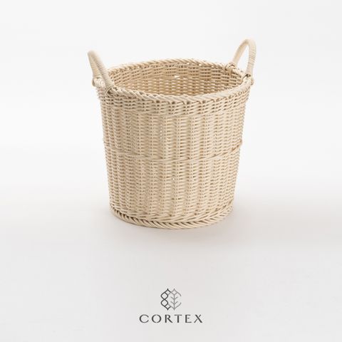 CORTEX 編織籃 洗衣籃 圓型W38 米白色
