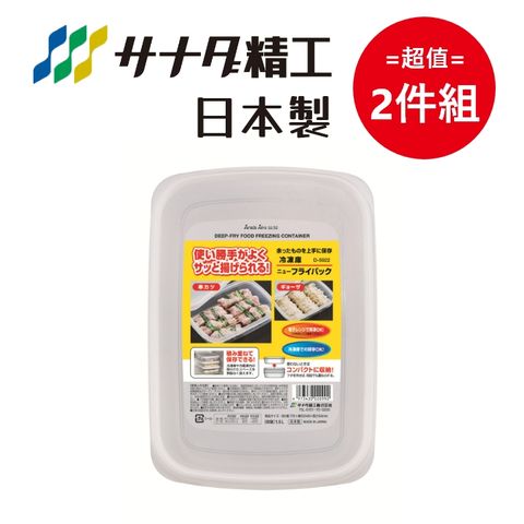 日本製【Sanada】扁型透明保鮮盒 1,500mL 超值2件組
