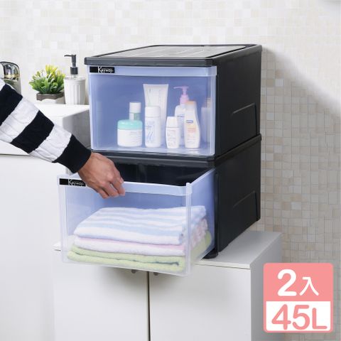 KEYWAY 聯府 《真心良品》 伊賀大抽屜式收納箱45L-2入-面寬38.4cm