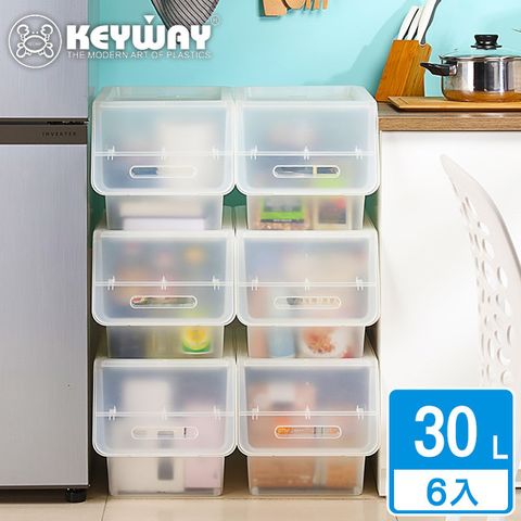 KEYWAY 聯府 面寬30-美格直取式整理箱30L-6入(霧透 收納箱 日式 無印風 MIT台灣製造)