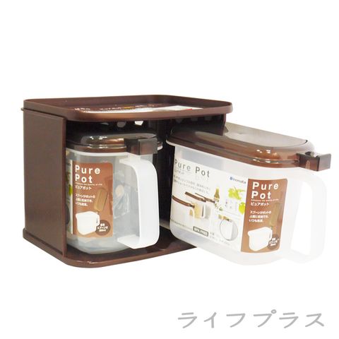 inomata 置物架 x 1入+ 廚房調味專用盒-720ml x 2入 (附匙)