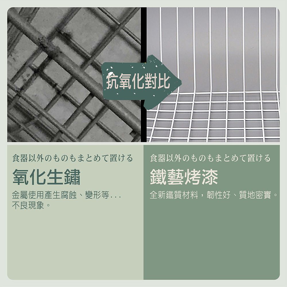 抗氧化對比食器以外のものもまとめて置ける食器以外のものもまとめて置ける氧化生鏽鐵藝烤漆金屬使用產生腐蝕、變形等不良現象。全新鐵質材料,韌性好、質地密實。