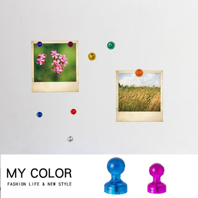 My Color 【6個】仿圖釘磁鐵 彩色磁釘 強力磁鐵 強磁 磁釘 冰箱磁鐵 彩色【Y018】