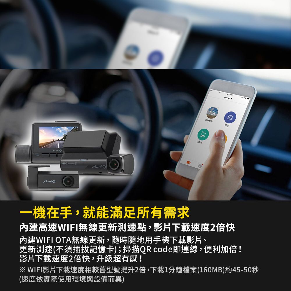Mio 含安裝  MiVue 955W+E60 前鏡4K後鏡2K 安全預警六合一 GPS WIFI 雙鏡頭行車記錄器(送-64G卡)行車紀錄器