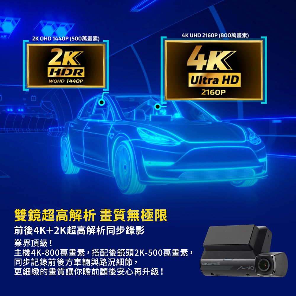 Mio 含安裝  MiVue 955W+E60 前鏡4K後鏡2K 安全預警六合一 GPS WIFI 雙鏡頭行車記錄器(送-64G卡)行車紀錄器