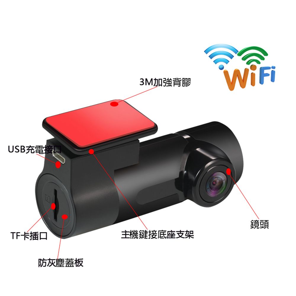 Jinpei 錦沛 迷你隱藏行車記錄器具WIFI即時觀看星光夜視功能贈32GB (行車紀錄器)