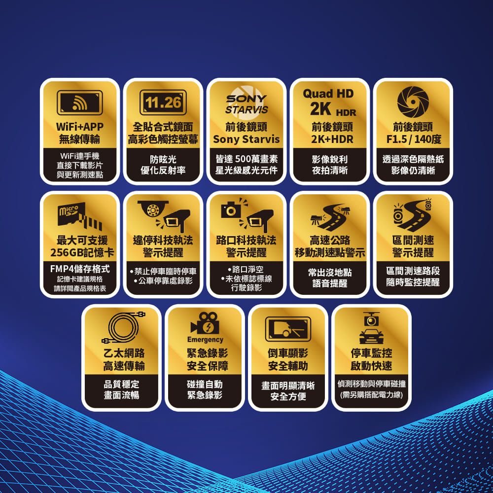 Abee 快譯通 R120 WiFi 前後 2K+HDR 電子後視鏡 行車記錄器 兩年保固 贈64G卡(隨主機出貨) 