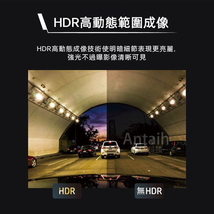 HDR高動態範圍成像HDR高動態成像技術使明暗細節表現更亮麗,強光不過曝影像清晰可見HDR科技無HDR