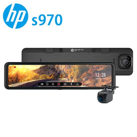 HP 惠普 s970 福利品 12吋 GPS 高畫質 智能聲控電子後視鏡行車記錄器