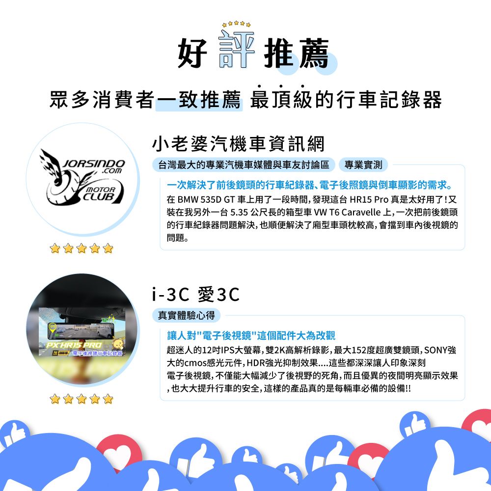 PX 大通 台灣最頂級前後2KHDR電子後視鏡 行車記錄器 SONY星光夜視行車紀錄器真流媒體(HR15PRO) 再贈128G卡