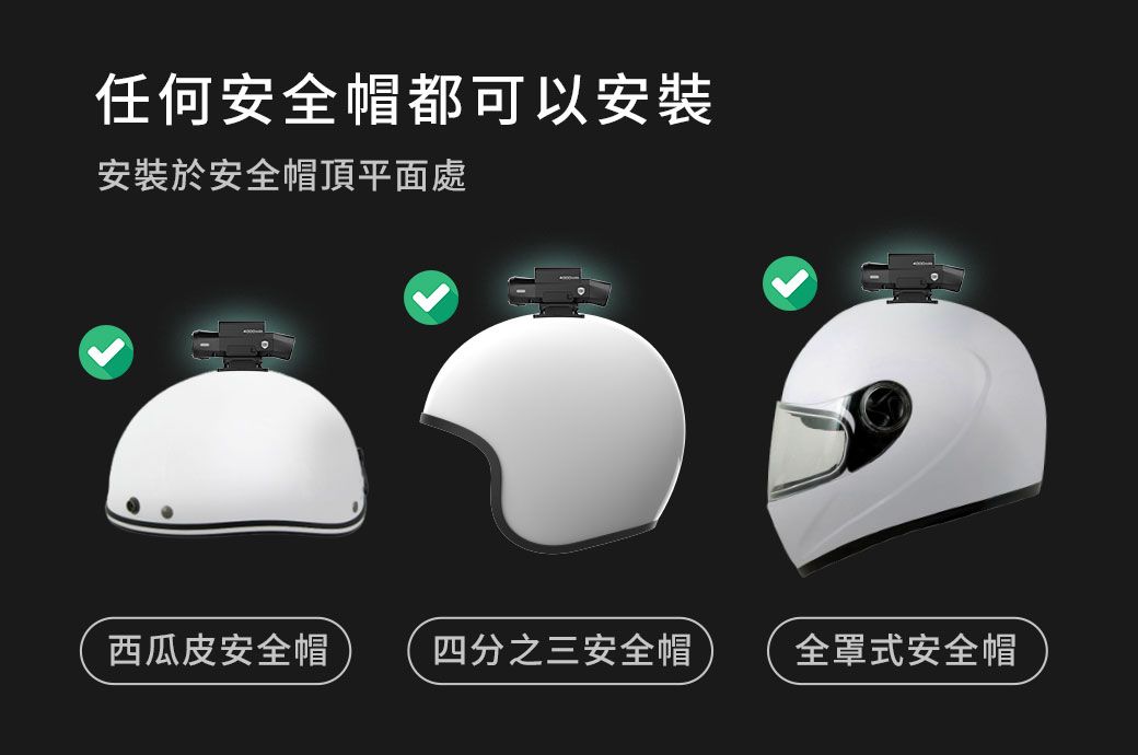 任何安全帽都可以安裝安裝於安全帽頂平面處西瓜皮安全帽四分之三安全帽全罩式安全帽