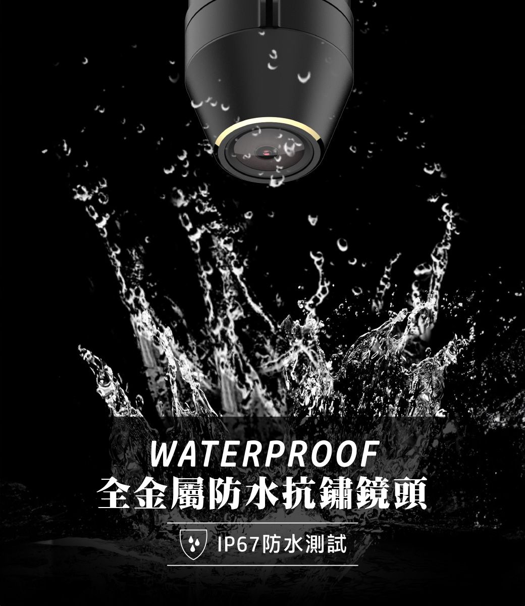 WATERPROOF全金屬防水抗鏡頭 IP67防水測試