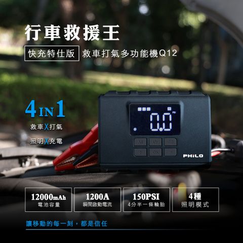 PHILO 飛樂 行車救援王 首創 救車打氣 多功能機 快充版 Q12