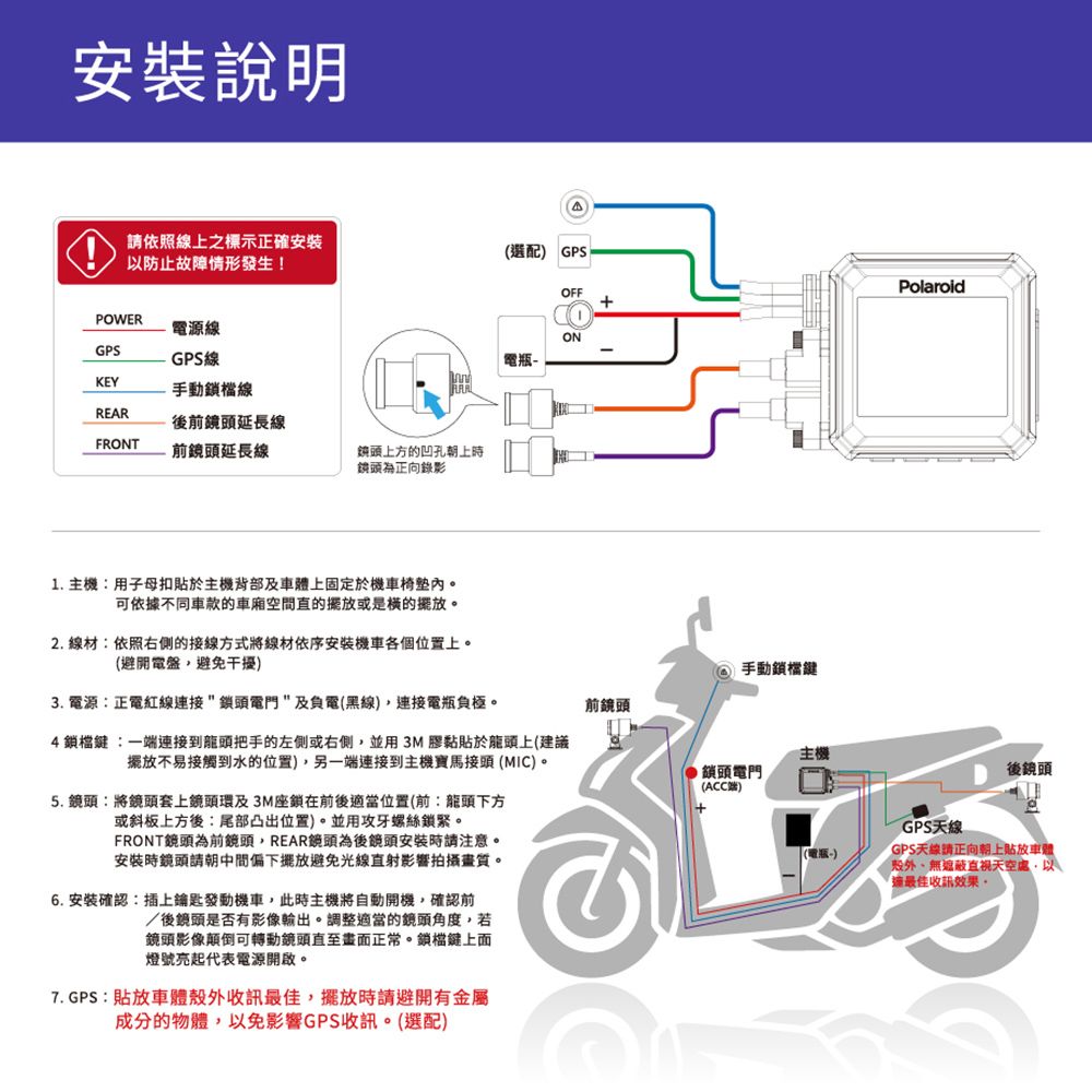 Polaroid 寶麗來 【寶麗萊】鉑尼斯 ME206WG LITE 夜視前後雙鏡頭 機車行車記錄器-內附32G卡 行車紀錄器