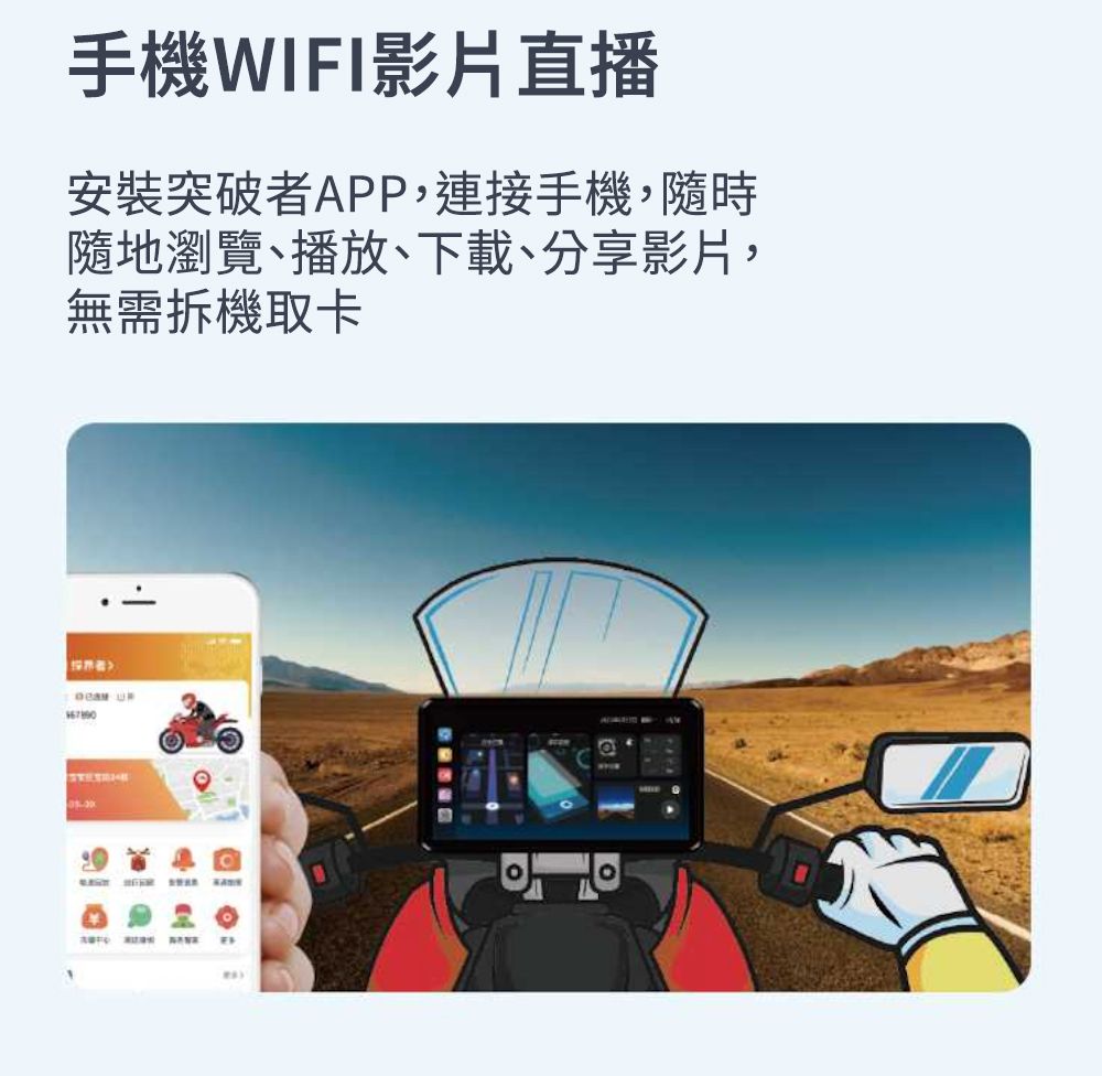 手機WIFI影片直播安裝突破者APP,連接手機,隨時隨地瀏覽播放、下載、分享影片,無需拆機取卡