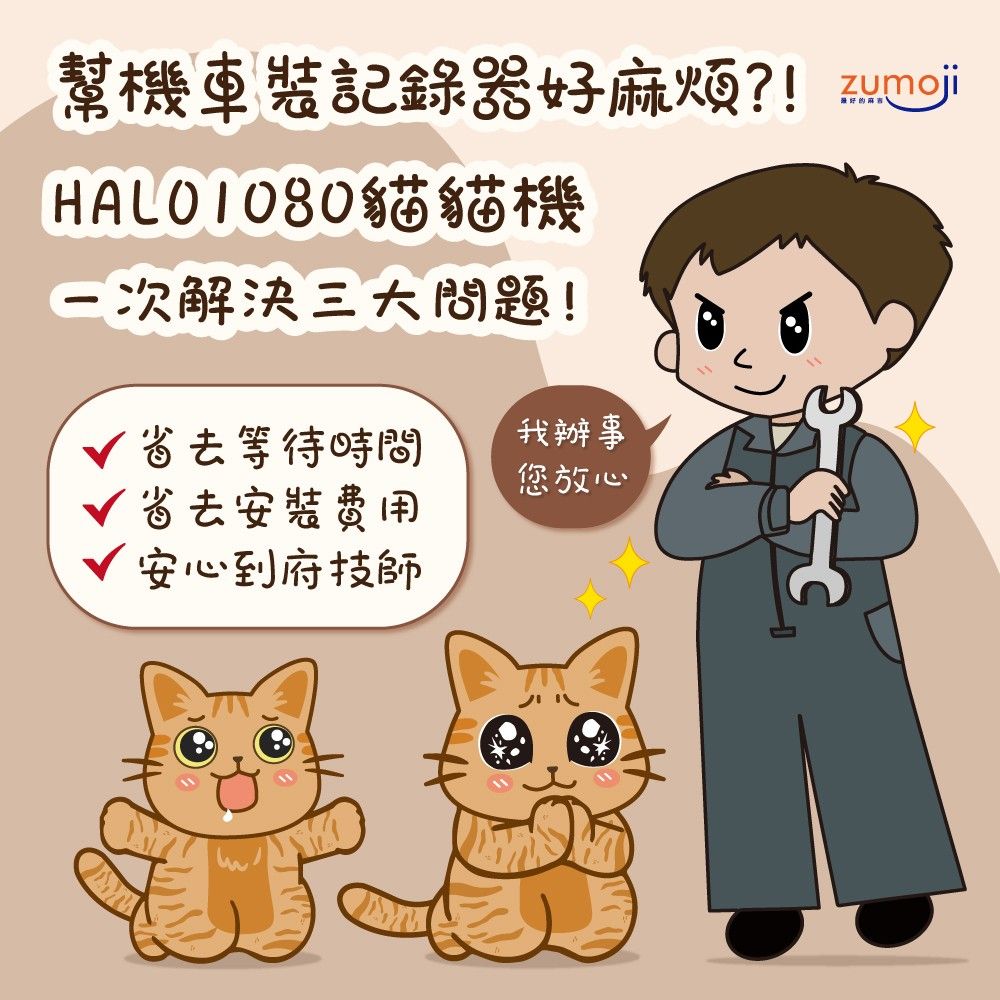 LOOKING 錄得清 【ZUMOJI】HALO 1080 貓貓機 前後雙錄 機車行車記錄器 (油電車通用)贈32G記憶卡