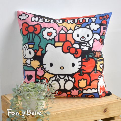 Fancy Belle 義大利《Sanrio-都會HELLO KITTY》麂皮靠墊 45*45CM