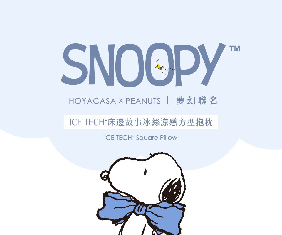 HOYACASA  PEANUTS  夢幻聯名ICE TECH 床邊故事冰絲涼感方型抱枕ICE TECH Square Pillow