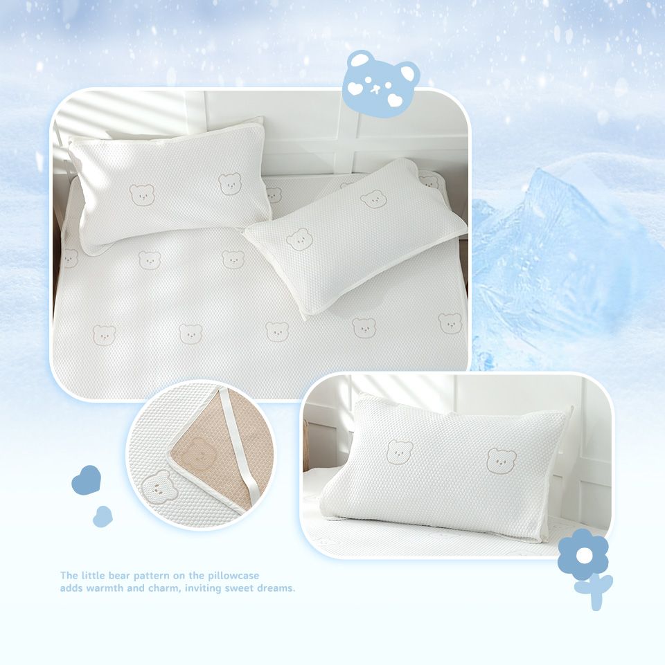 The little bear pattern on the pillowcaseadds warmth and charm, inviting sweet dreams