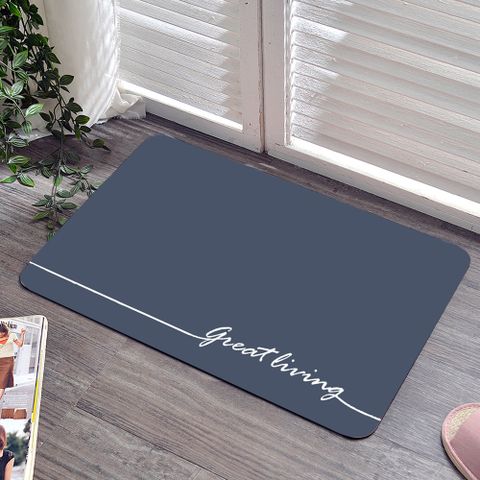 《夜光-great living》抗菌可水洗軟式珪藻土強效吸水地墊 60*39CM-深藍