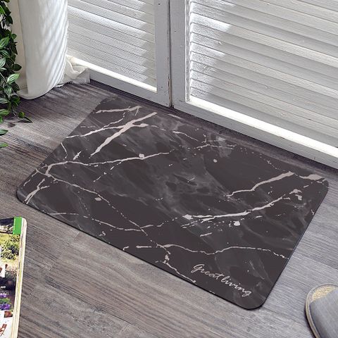《大理黑石紋》抗菌可水洗軟式珪藻土強效吸水地墊 60*39CM