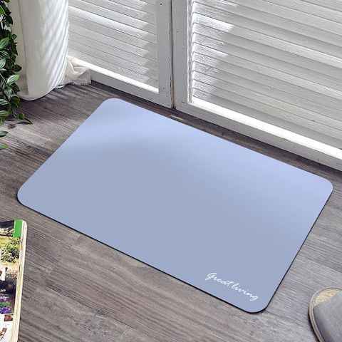 《經典簡約》抗菌可水洗軟式珪藻土強效吸水地墊 60*39CM(共兩色)-藍
