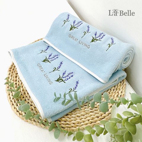 La Belle 義大利《蘿莉亞》刺繡舒柔透氣枕巾2入(共四色)-優雅藍