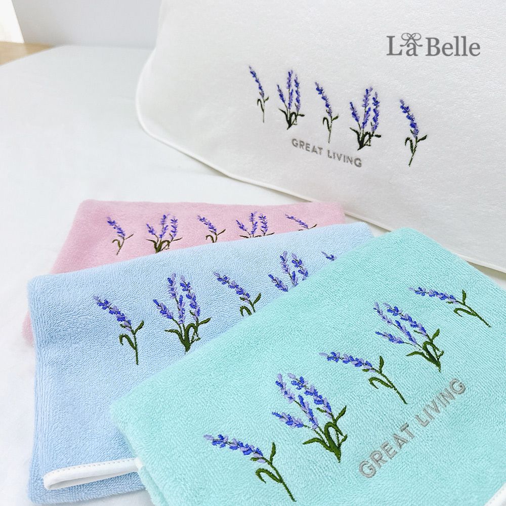 La Belle 義大利《蘿莉亞》刺繡舒柔透氣枕巾2入(共四色)-優雅藍