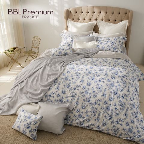 【BBL Premium】100%天絲印花床包被套組-葛麗絲莊園-灰(雙人)