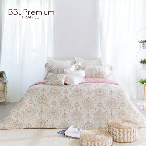 【BBL Premium】100%天絲印花床包被套組-斐麗漫舞-艷麗粉(特大)