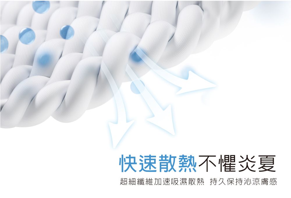 快速散熱不懼炎夏超細纖維加速吸濕散熱 持久保持沁涼膚感