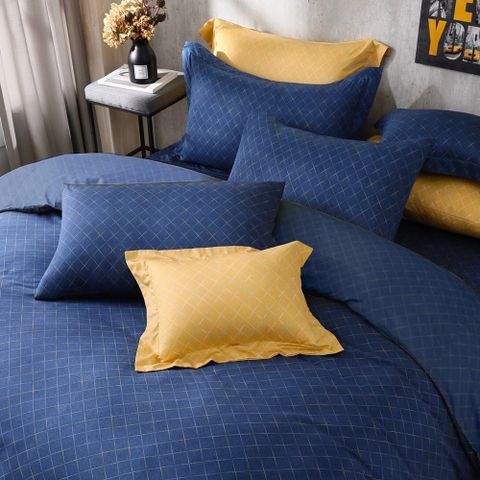 澳洲Simple Living 加大天絲福爾摩沙兩用被床包組-台灣製(北歐風尚-藍)