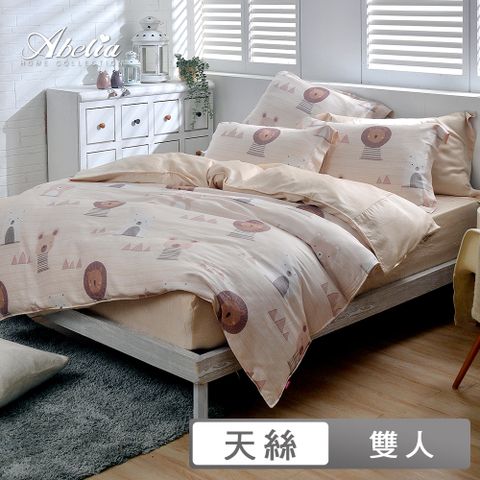 《萌萌家族》雙人天絲木漿纖維四件式兩用被床包組