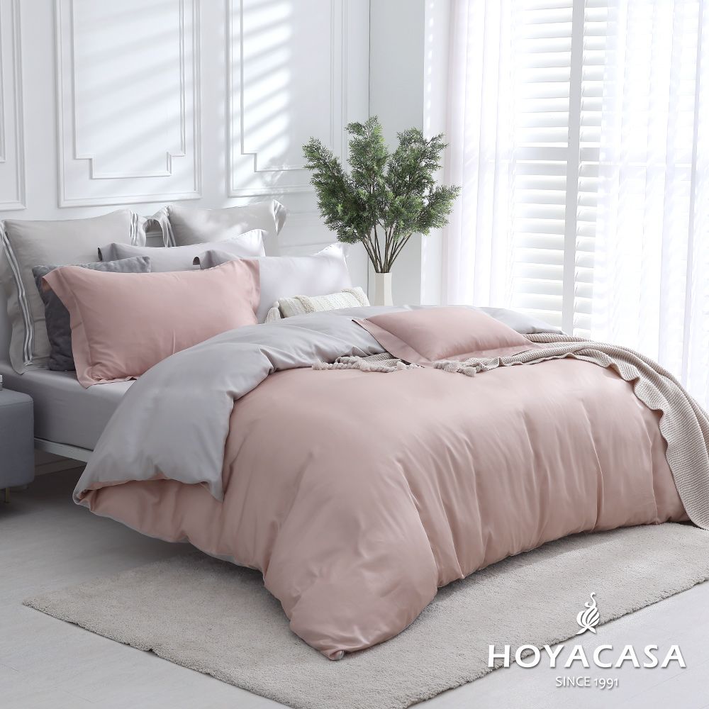 HOYACASA CASA 加大四件式60支素色天絲薄被套床包組-多款任選